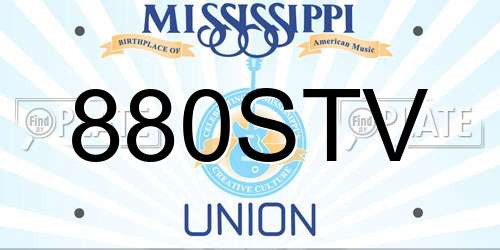880STV Mississippi License Plate