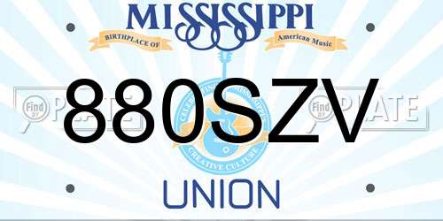 880SZV Mississippi License Plate