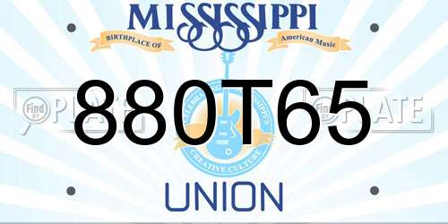 880T65 Mississippi License Plate