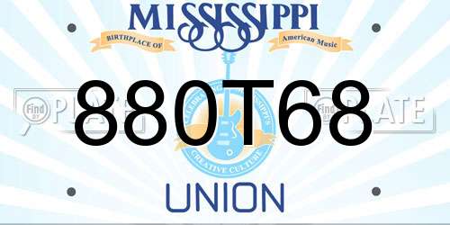 880T68 Mississippi License Plate