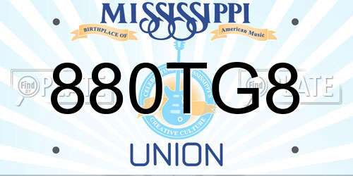880TG8 Mississippi License Plate