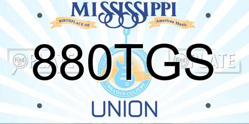 880TGS Mississippi License Plate