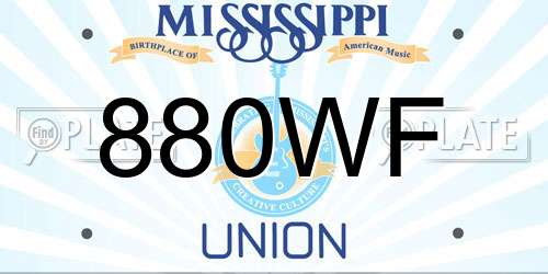 880WF Mississippi License Plate