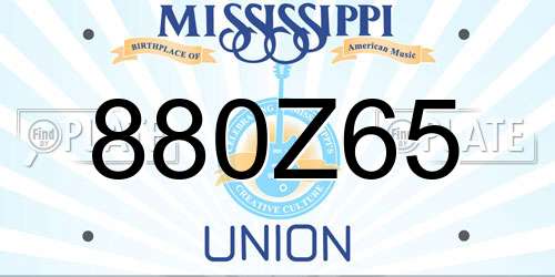 880Z65 Mississippi License Plate