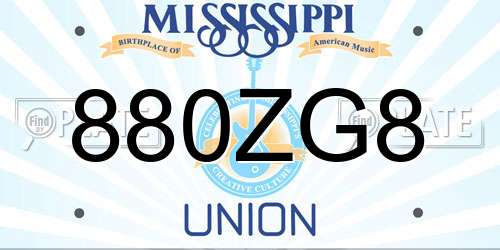 880ZG8 Mississippi License Plate