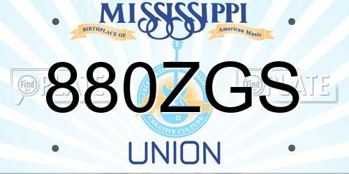 880ZGS Mississippi License Plate