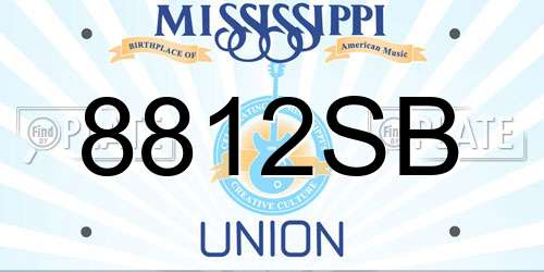 8812SB Mississippi License Plate