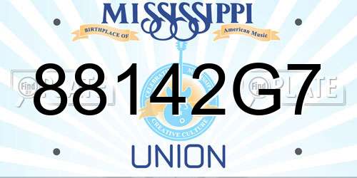 88142G7 Mississippi License Plate