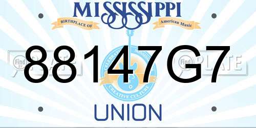 88147G7 Mississippi License Plate