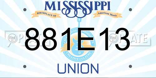 881E13 Mississippi License Plate