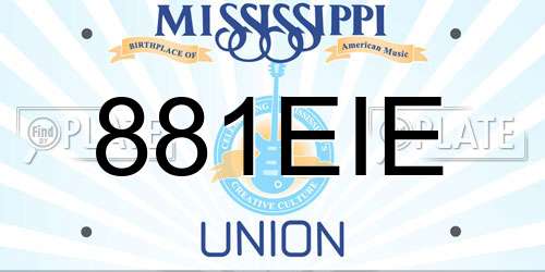 881EIE Mississippi License Plate