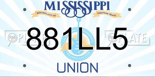 881LL5 Mississippi License Plate