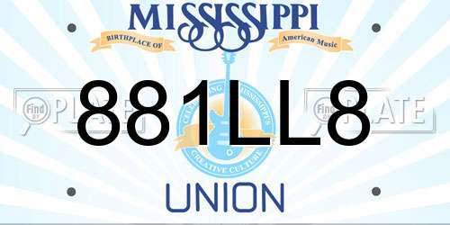 881LL8 Mississippi License Plate