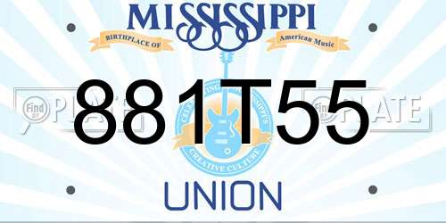 881T55 Mississippi License Plate