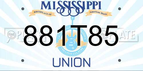 881T85 Mississippi License Plate