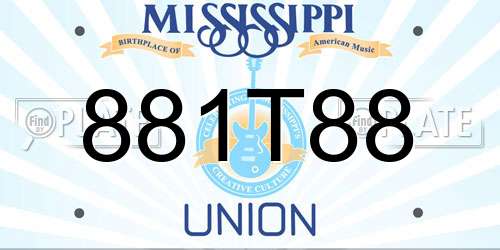 881T88 Mississippi License Plate