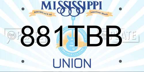 881TBB Mississippi License Plate