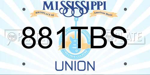 881TBS Mississippi License Plate