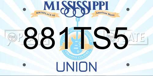 881TS5 Mississippi License Plate