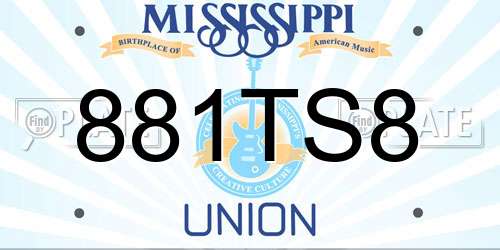 881TS8 Mississippi License Plate