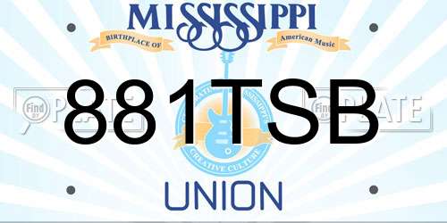 881TSB Mississippi License Plate
