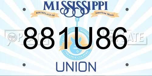 881U86 Mississippi License Plate