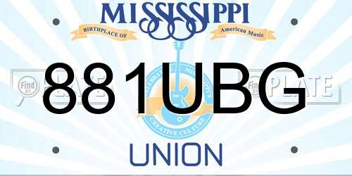 881UBG Mississippi License Plate