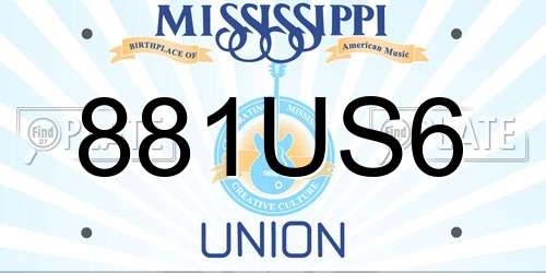 881US6 Mississippi License Plate