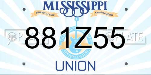 881Z55 Mississippi License Plate