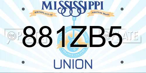 881ZB5 Mississippi License Plate