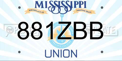 881ZBB Mississippi License Plate