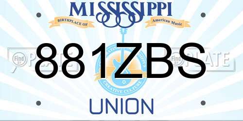 881ZBS Mississippi License Plate