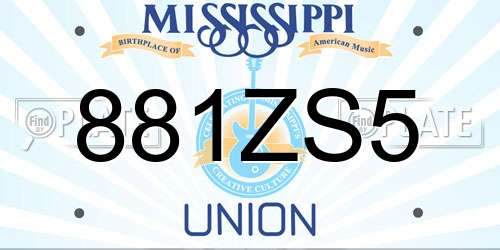 881ZS5 Mississippi License Plate