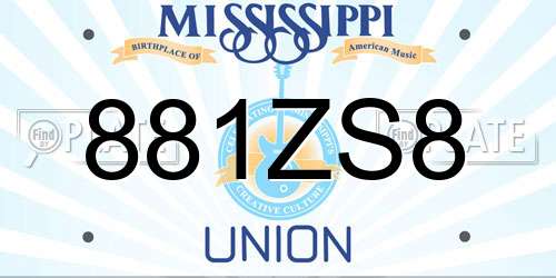 881ZS8 Mississippi License Plate