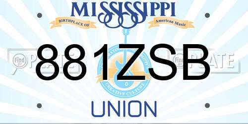 881ZSB Mississippi License Plate