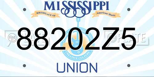88202Z5 Mississippi License Plate