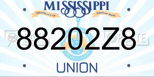 88202Z8 Mississippi License Plate