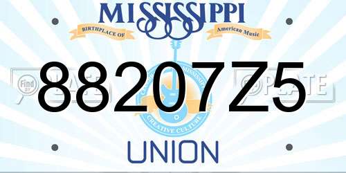 88207Z5 Mississippi License Plate