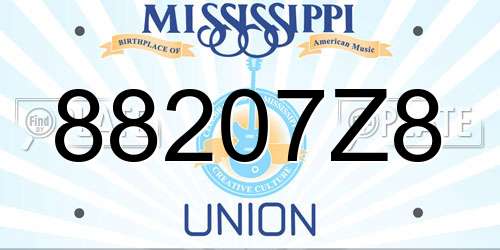 88207Z8 Mississippi License Plate