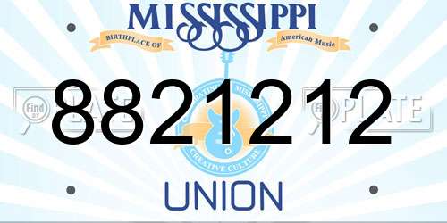 8821212 Mississippi License Plate