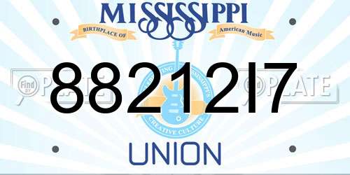 88212I7 Mississippi License Plate