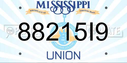 88215I9 Mississippi License Plate