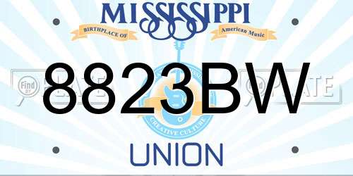 8823BW Mississippi License Plate