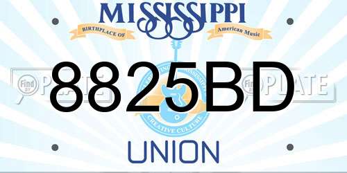 8825BD Mississippi License Plate