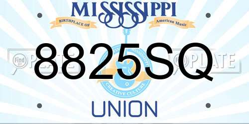 8825SQ Mississippi License Plate