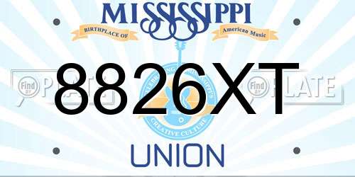 8826XT Mississippi License Plate
