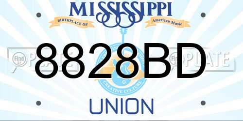 8828BD Mississippi License Plate