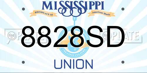 8828SD Mississippi License Plate