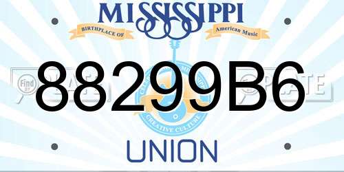 88299B6 Mississippi License Plate