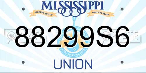 88299S6 Mississippi License Plate